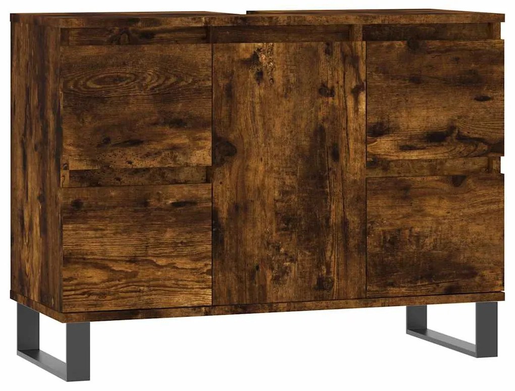 füstös tölgy színű szerelt fa fürdőszobaszekrény 80x33x60 cm