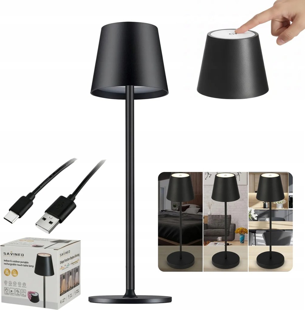 Led Érintőképernyős Éjszakai Lámpa Usb Vezeték nélküli Asztali lámpa Fekete