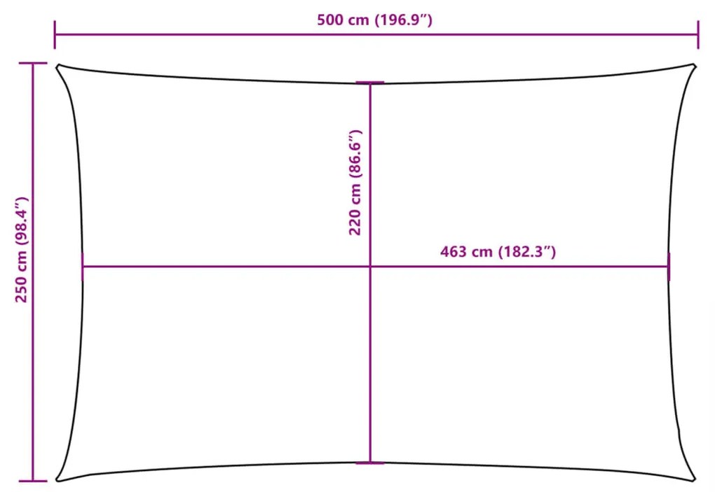 fehér téglalap alakú oxford-szövet napvitorla 2,5 x 5 m