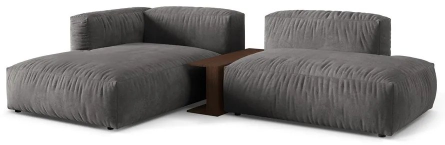 Szürke bársony moduláris sarokkanapé (bal oldali-heverő résszel) Martina – Micadoni