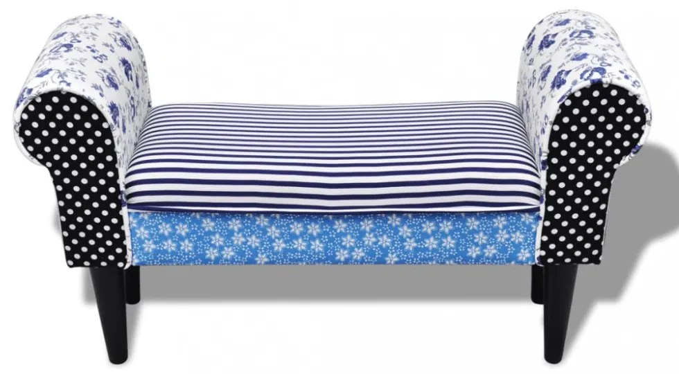 kék és fehér foltvarrott pad