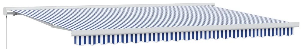 Kézi Behúzható Napernyő Kék és Fehér 500x300 cm