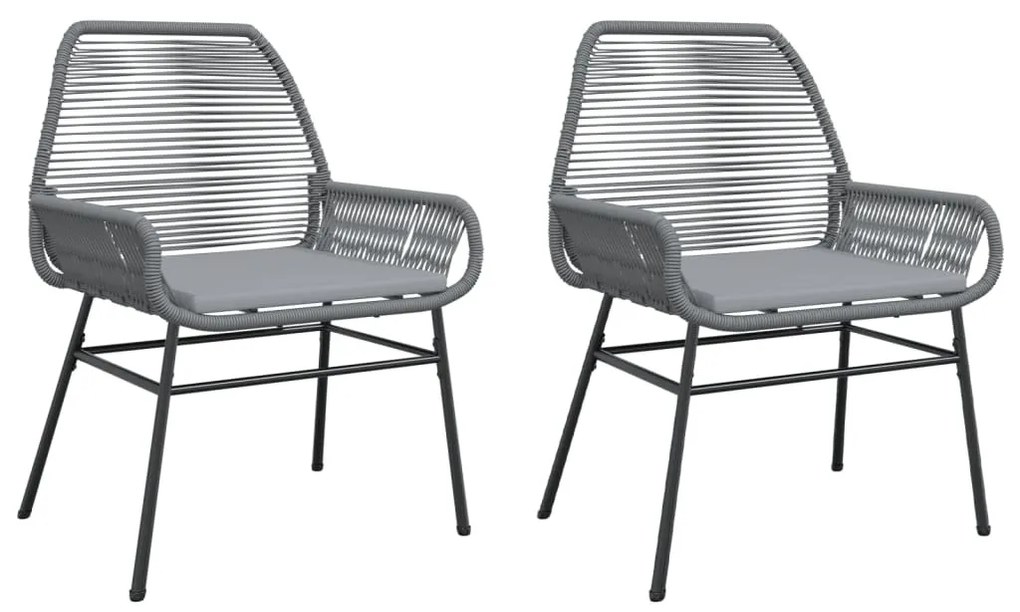 2 db szürke polyrattan kerti szék párnákkal