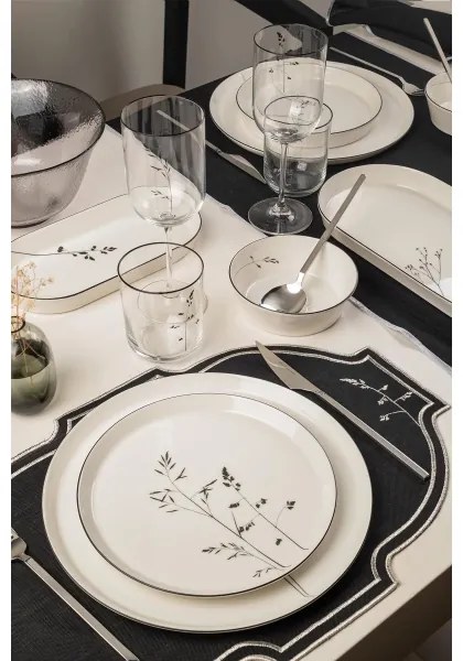 27 darabos étkészlet, fehér/fekete/porcelán