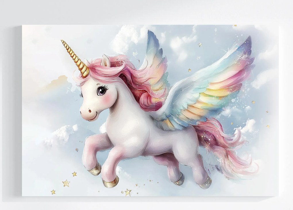 Vászonkép Canvas Ég Csillag Unikornis Fantázia Mese Fekete 120x80