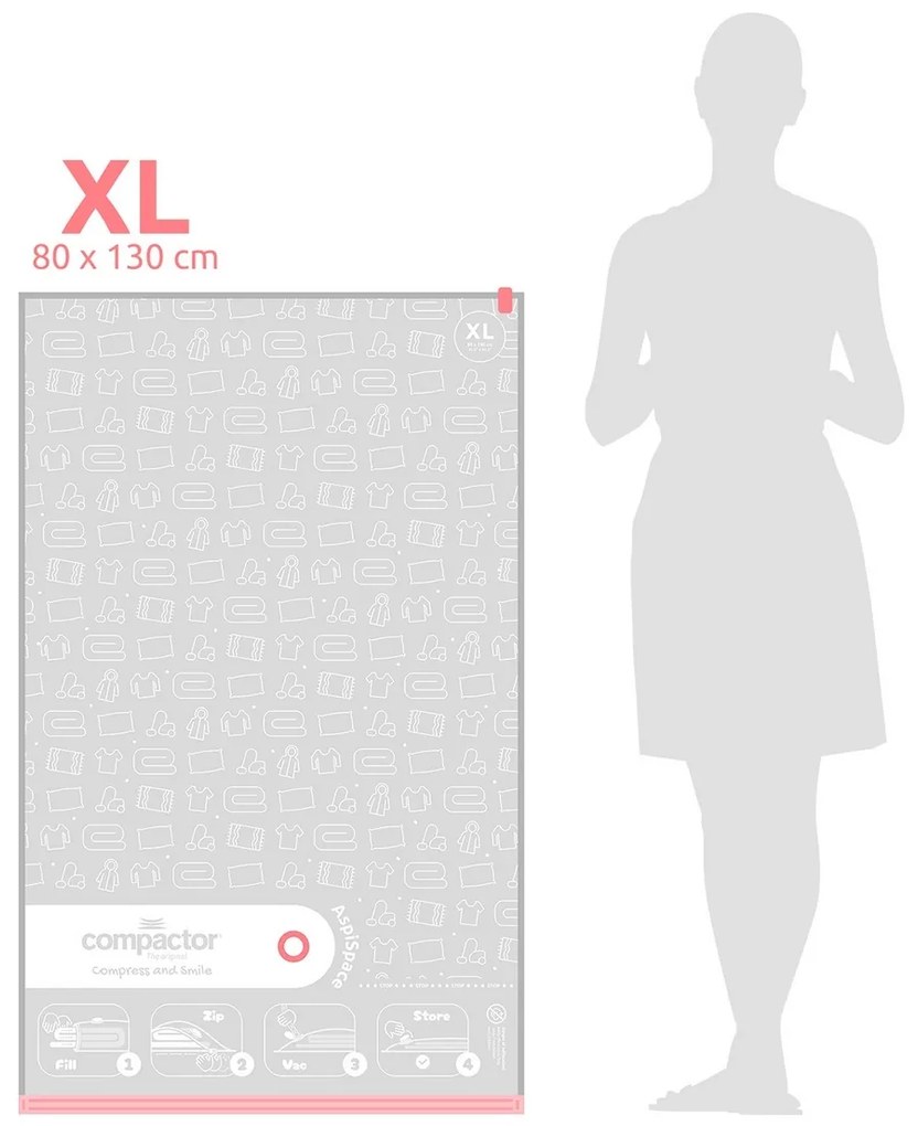 Compactor Aspispace XL vákuumtároló zsákokszettje, 6 db, 140 l, 80 x 130 cm, 6 db