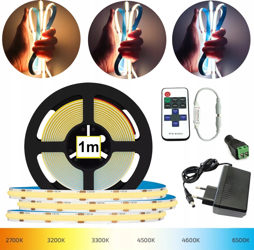 Cob Neon Szalag Szett 1m Tv Íróasztal Szoba Szekrény Távirányítóval