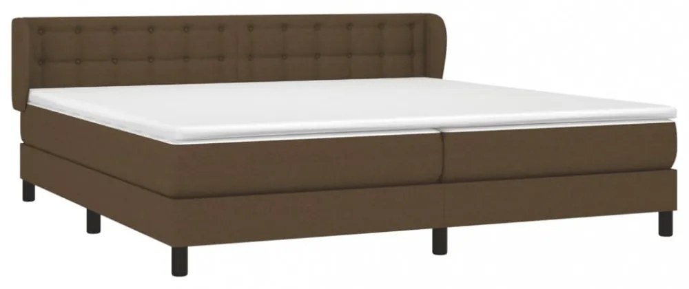 sötétbarna szövet rugós ágy matraccal 200 x 200 cm