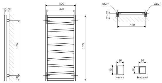 Sapho - Fürdőszobai radiátor ZIG 582W/230V 50x157 cm fehér