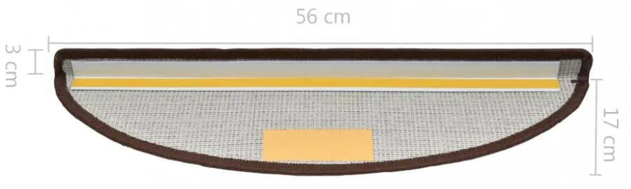 15 darab kávébarna lépcsőszőnyeg 56 x 17 x 3 cm
