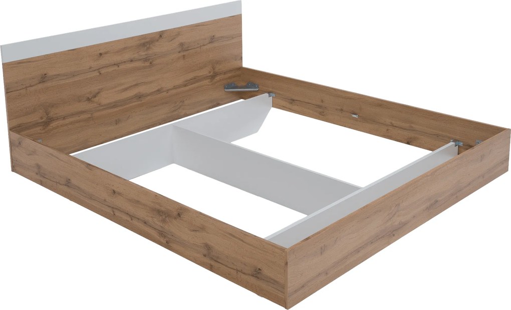 Dupla ágy, 160x200, tölgy wotan/fehér, GABRIELA