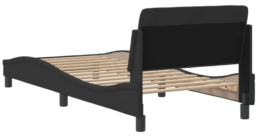 fekete szövet ágykeret fejtámlával matrac nélkül 80 x 200 cm