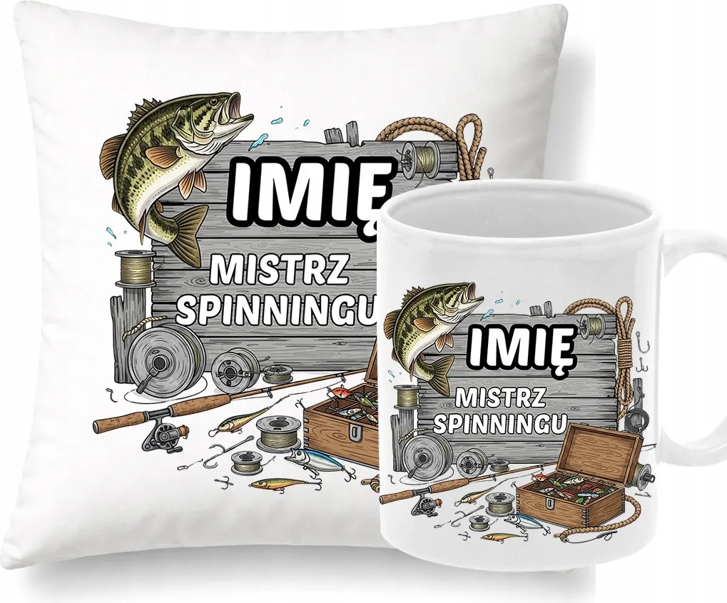 Párna Bögre Szett Születésnapi ajándék Horgásznak Név