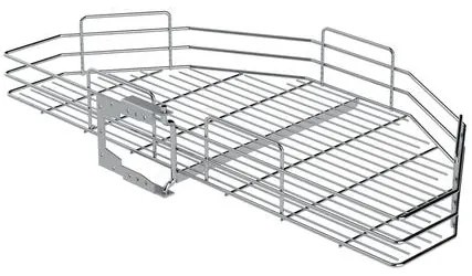 Konyhai fémrács, sarokszekrénybe, ezüst szürke, félkör kosár, 760mm átmérő, 450mm ajtókhoz, SIGE Green Line 070