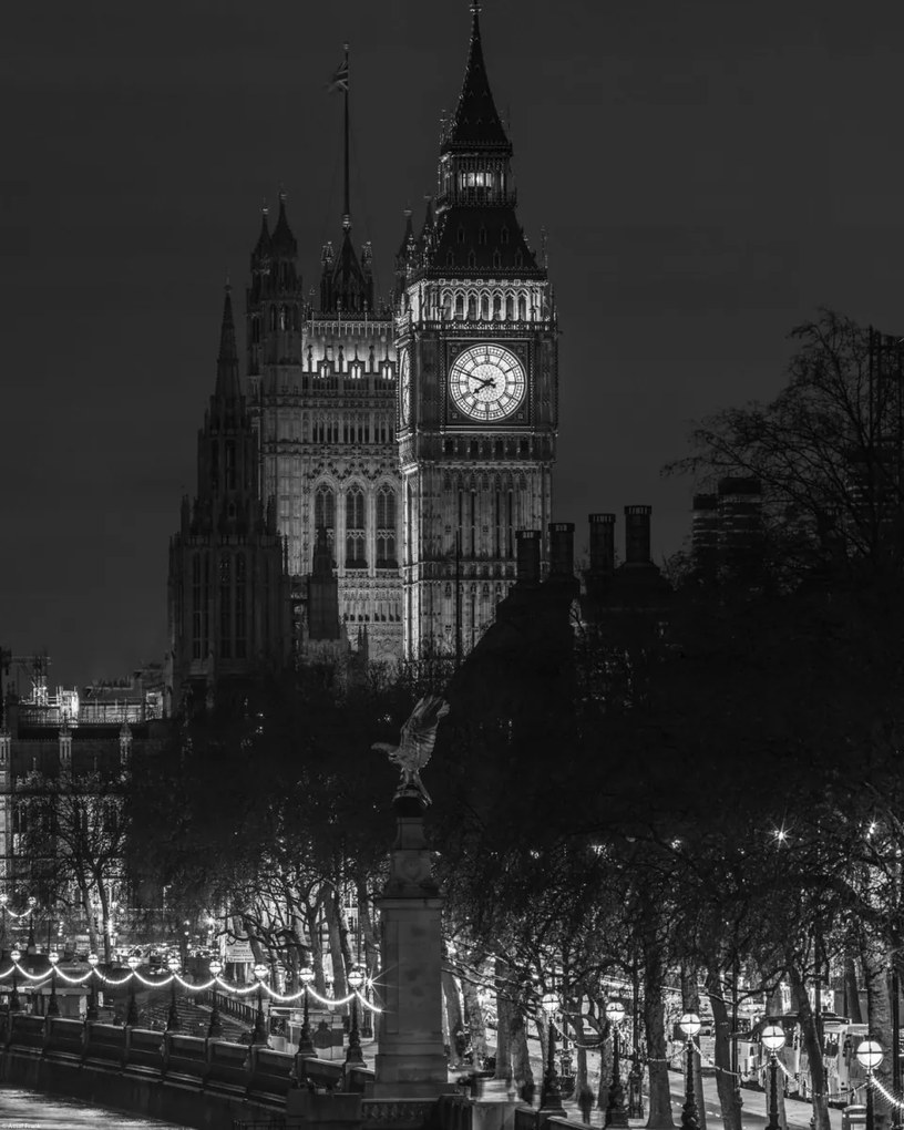 Poszter 40x50cm Esti kilátás a Big Ben 2-re, Assaf Frank