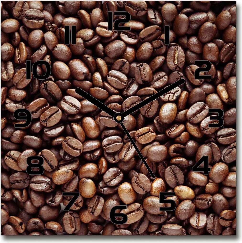 Óra edzett üvegből Kávébab 30x30 cm