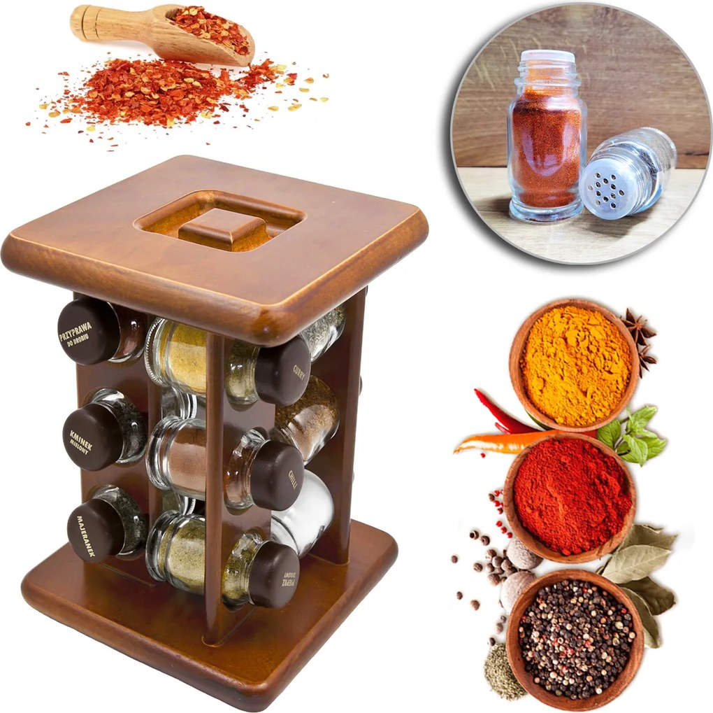 Fűszertartó Forgó Fűszertartó Állvány Szett 12 Db-os