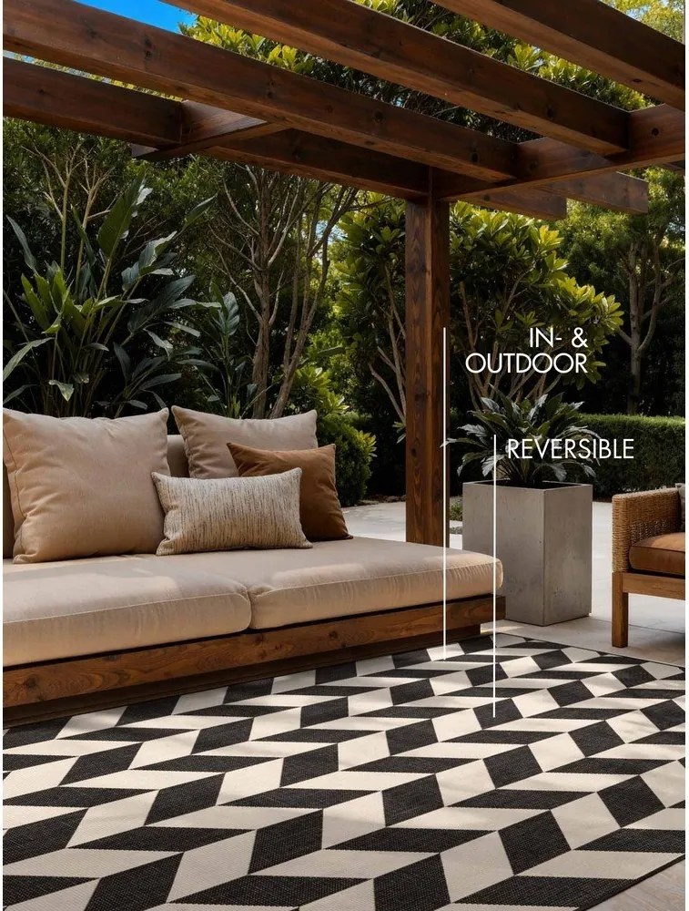 Fekete-krémszínű kültéri-beltéri szőnyeg 160x230 cm Haringey Terrick – Ted Baker