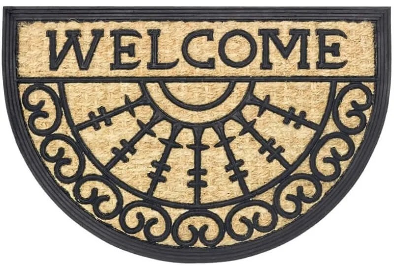 Welcome lábtörlő félkör 40 x 60 cm kókusz gumi