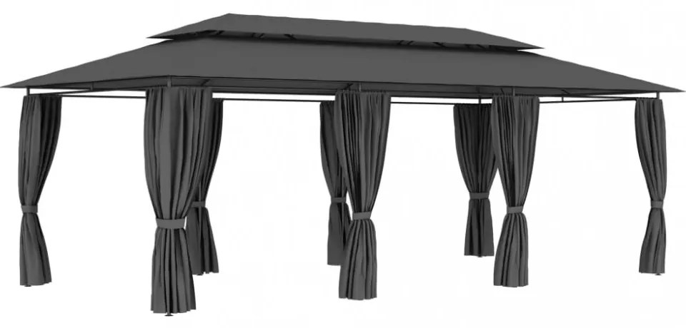 antracitszürke pavilon függönyökkel 600 x 298 x 270 cm