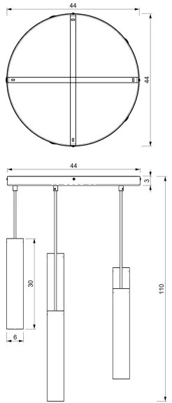 Csillár zsinóron RAITO 6xGU10/8W/230V sárgaréz