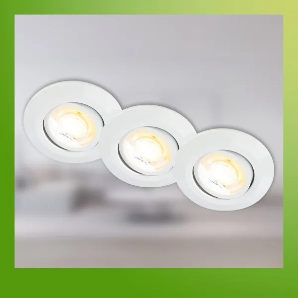 Briloner 7586036 - KLIRA 3× LED fürdőszobai süllyesztett mennyezeti lámpa szett, 1×LED/4,9W/230V, IP23, fehér