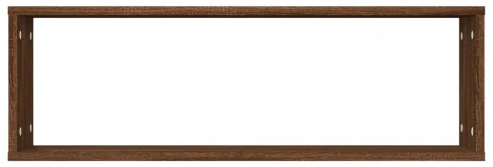4 db barna tölgyszínű szerelt fa fali kockapolc 80x15x26,5 cm