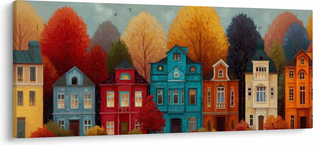 Kép - Festett őszi város (120x50 cm)