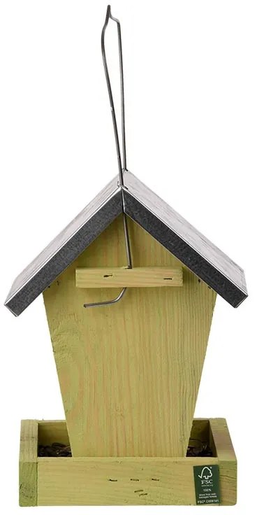 Felakasztható önetetős madáretető, cink tetővel, 22 cm