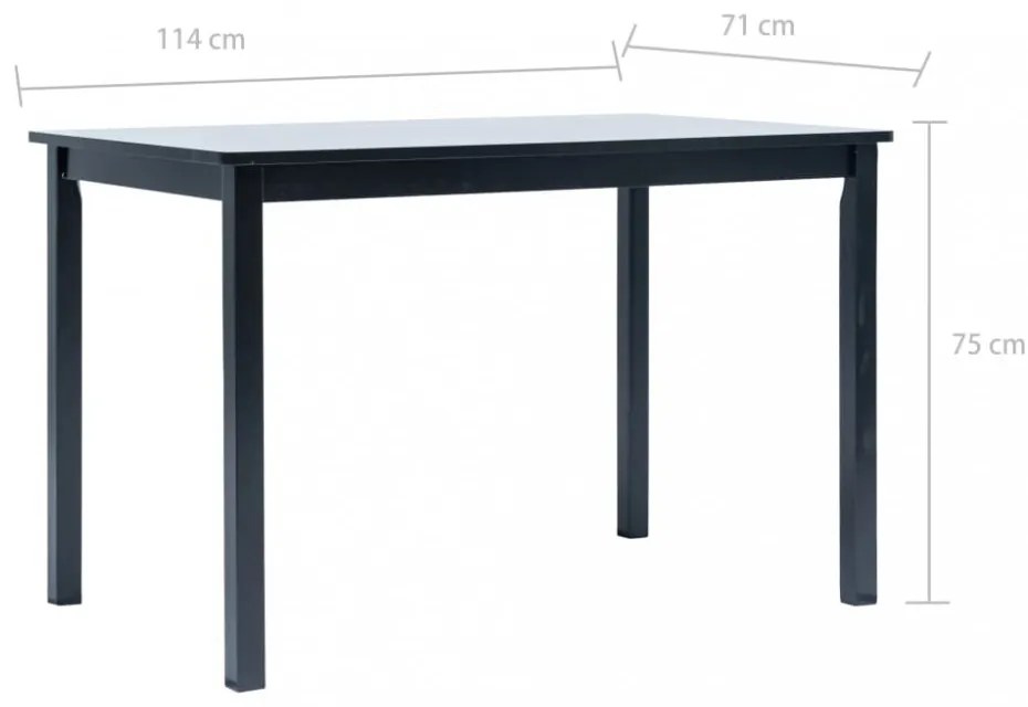 fekete tömör gumifa étkezőasztal 114 x 71 x 75 cm