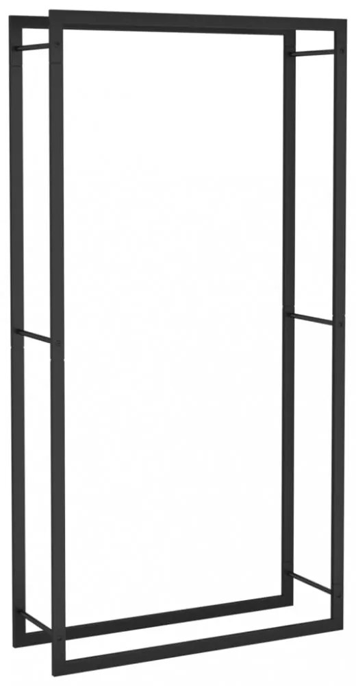 matt fekete acél tűzifatartó 80x28x154 cm
