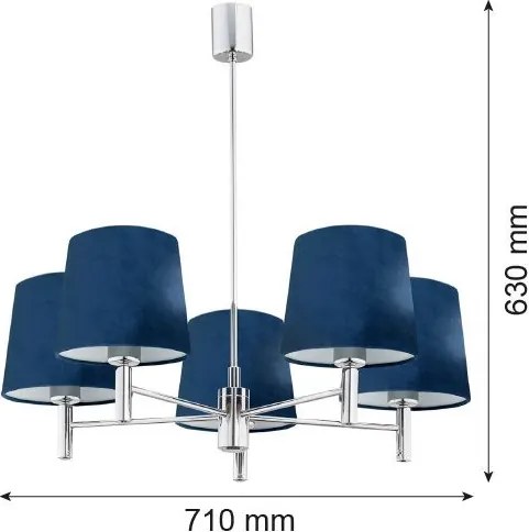 ARGON 2074 BOLZANO Modern Csillár Króm, Sötétkék E27 IP20
