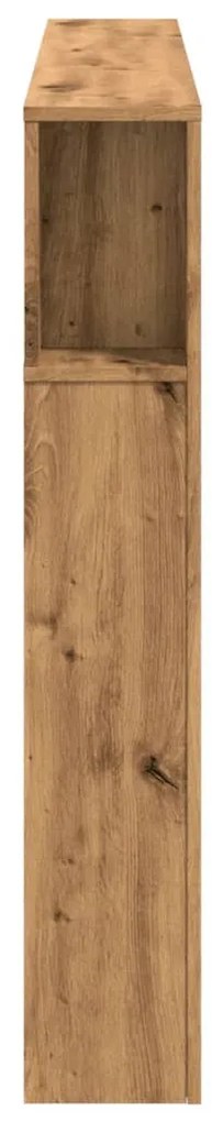 kézműves tölgyszínű szerelt fa LED-es fejtámla 160x18,5x103,5cm