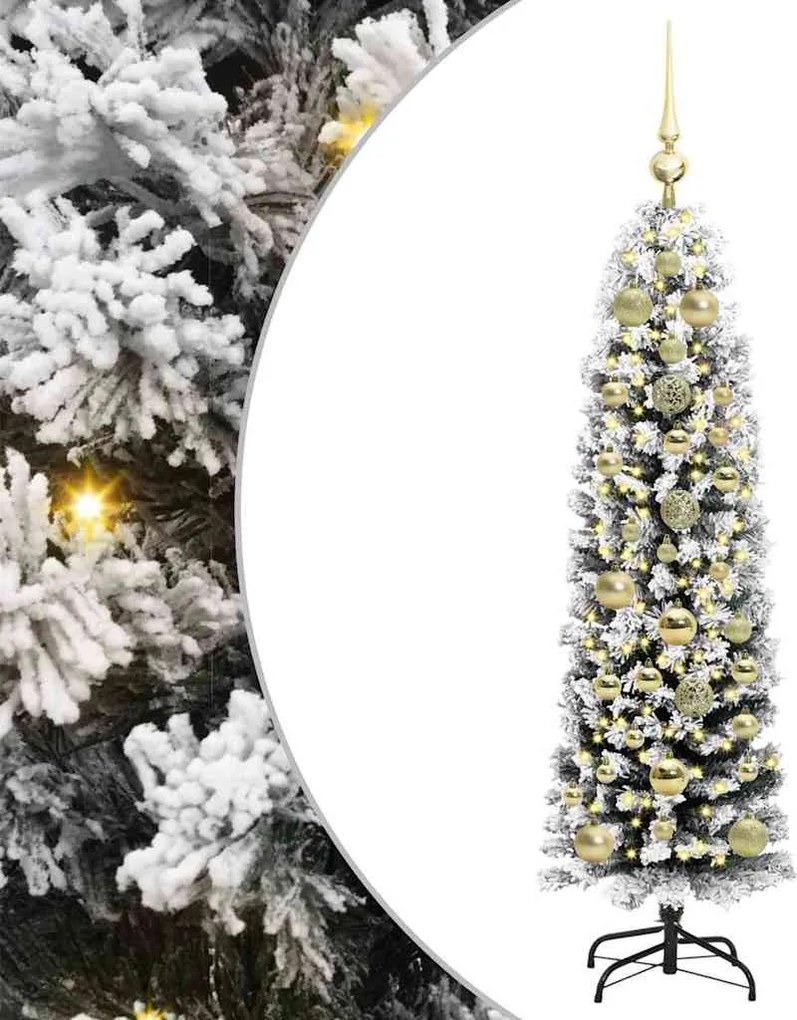 vidaXL Mű karácsonyfa 150 LED-del Zöld 150 cm PVC, acél és műanyag