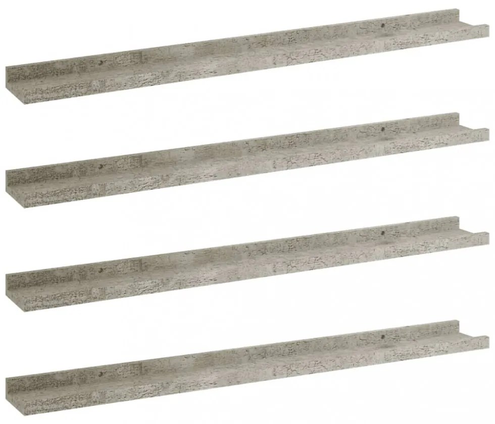 4 db betonszürke fali polc 80 x 9 x 3 cm