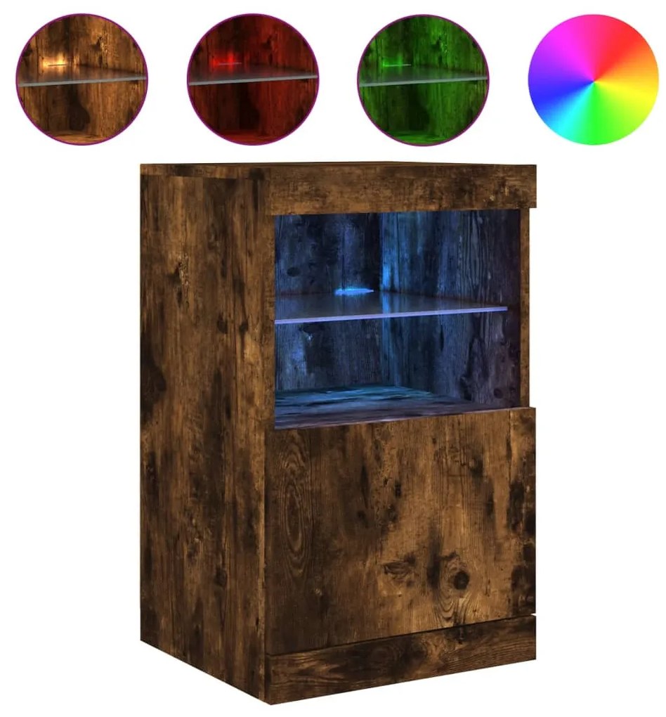 füstös tölgy színű tálalószekrény LED-ekkel 41 x 37 x 67 cm