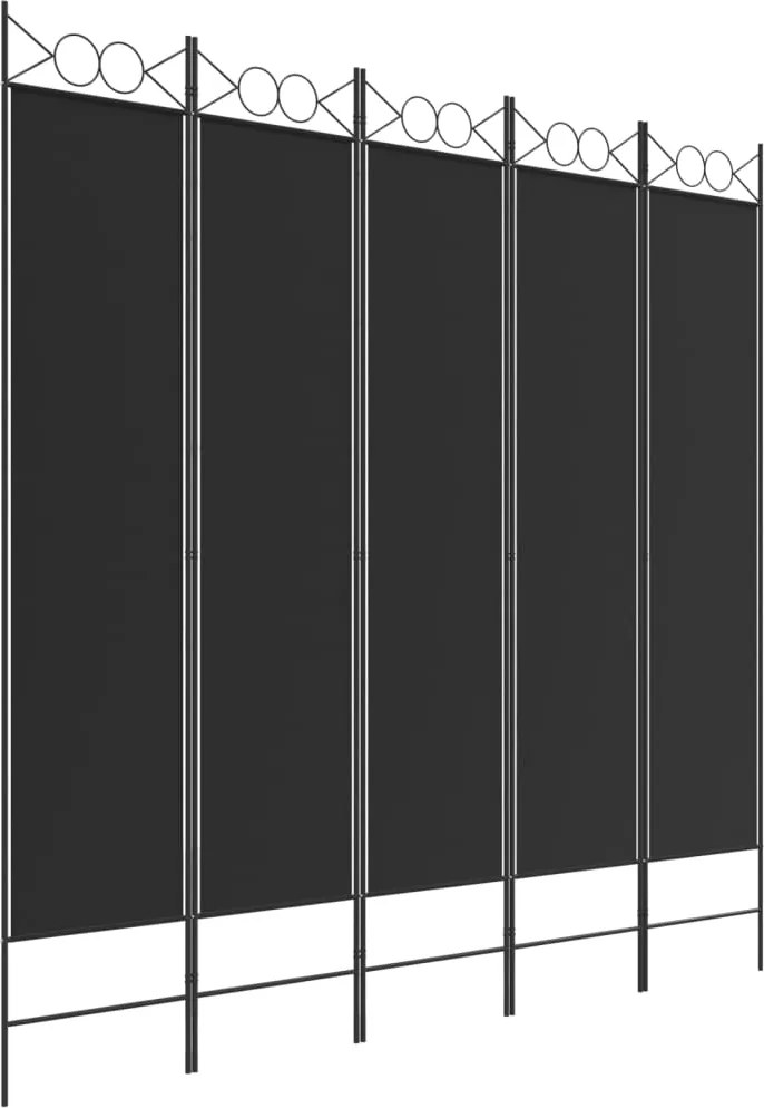 vidaXL 5 paneles fekete szövet térelválasztó 200x200 cm