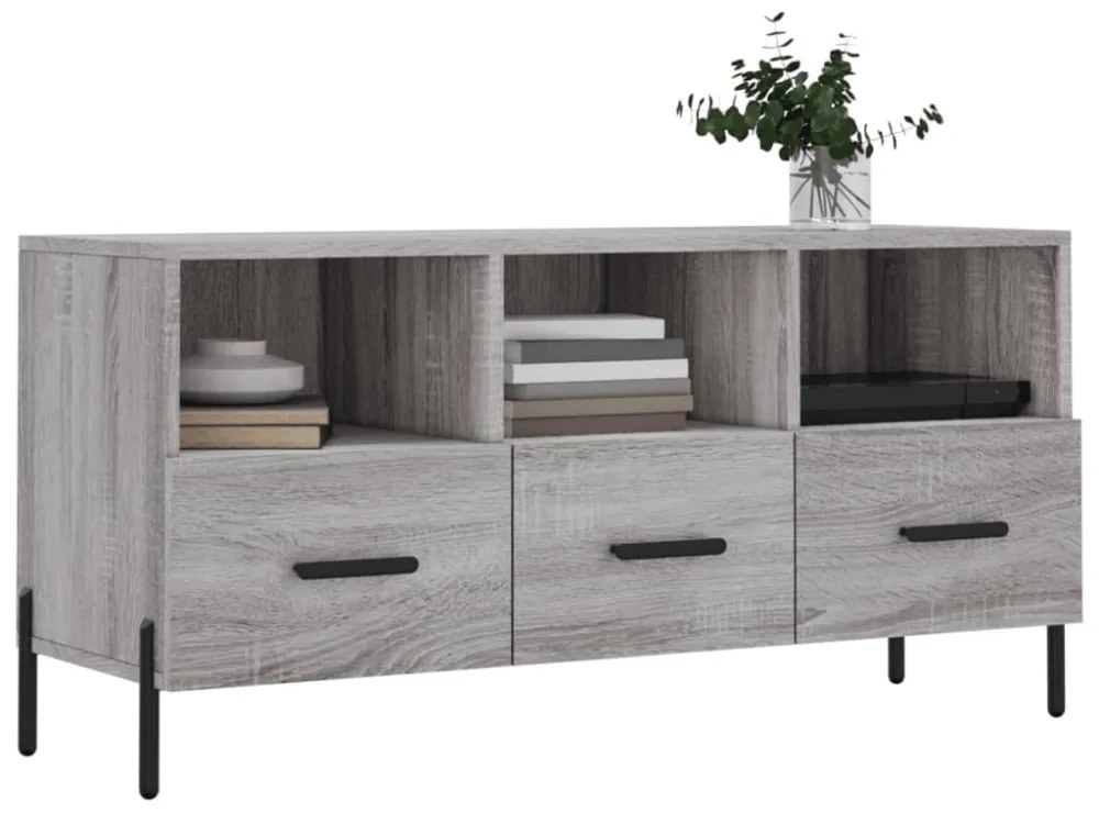 szürke sonoma színű szerelt fa TV-szekrény 102 x 36 x 50 cm