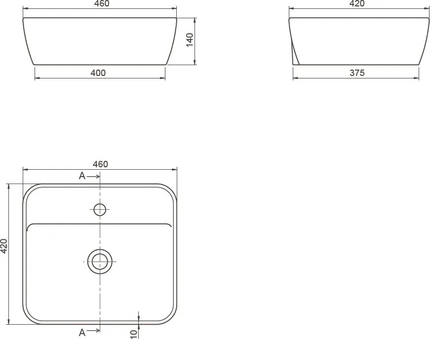 CeraStyle ONE - PULTRA ültethető - Top Counter mosdó - - MATT BÉZS - 46 x 42 cm