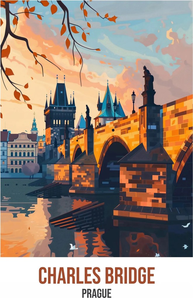 Poszter 42x59,4 cm Károly-híd, Prága