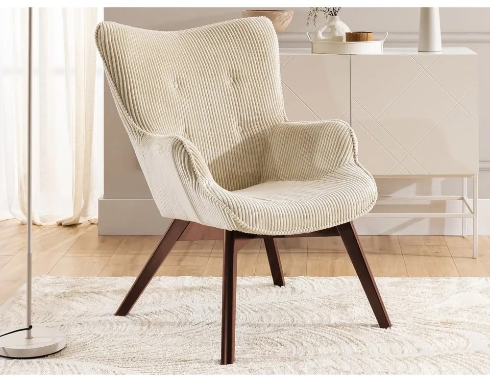 Bézs kordbársony fotel Niko – Ropez