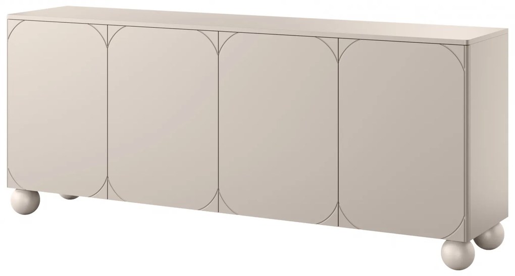 Sonatia II négyajtós komód 200 cm gömb lábakon - kasmír