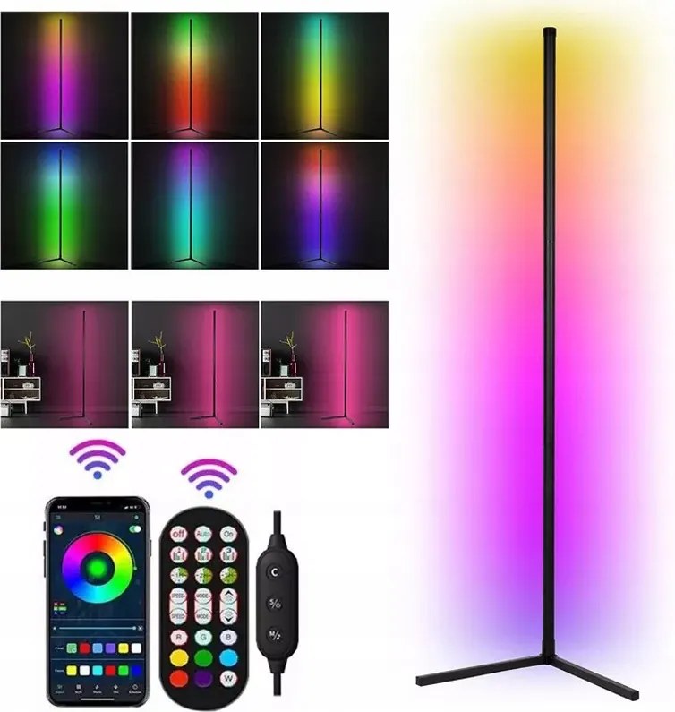Állólámpa 10W Rgb Sarok Zenei Alkalmazás Távirányító 160cm