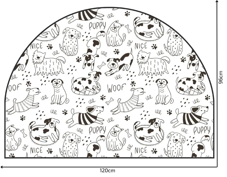 PIPPER. Védő textil falmatrica – Ív – Vidám kutyák Méret: 83x60cm, Indíték: névvel