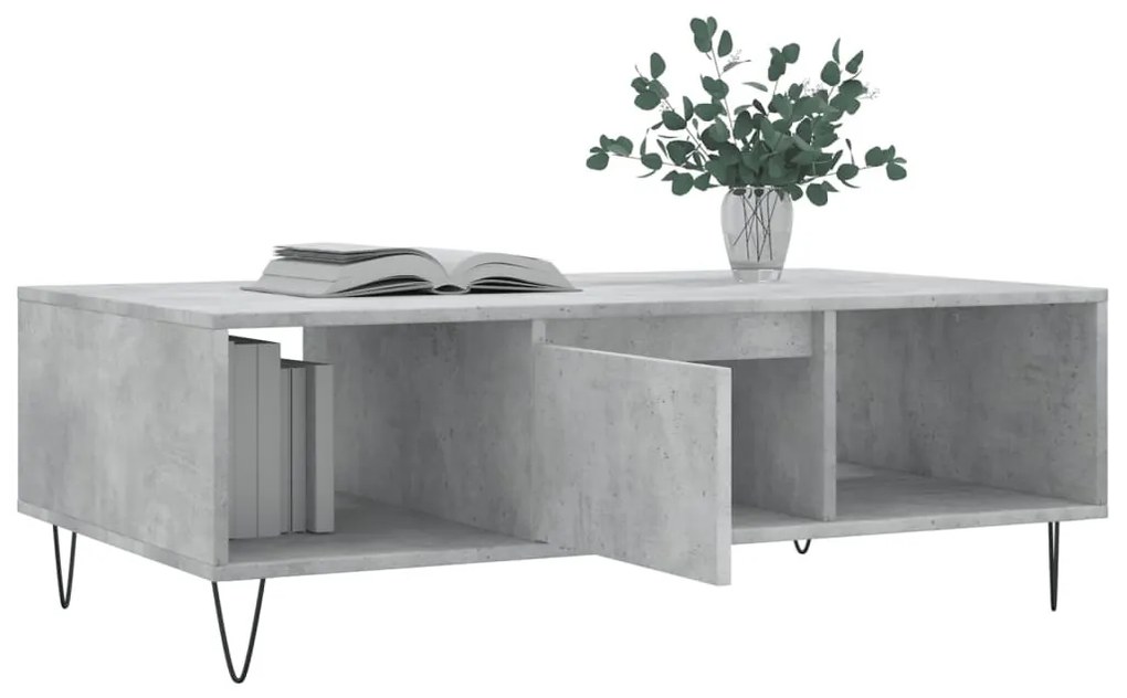 Betonszürke szerelt fa dohányzóasztal 104 x 60 x 35 cm