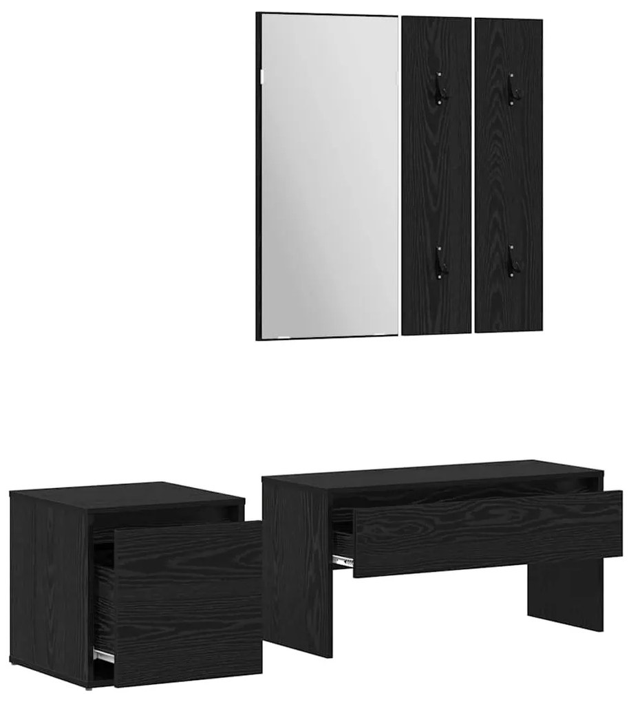 Előszoba bútorkészlet 3 pcs Musta tammi 80 x 31 x 40 cm Faanyag