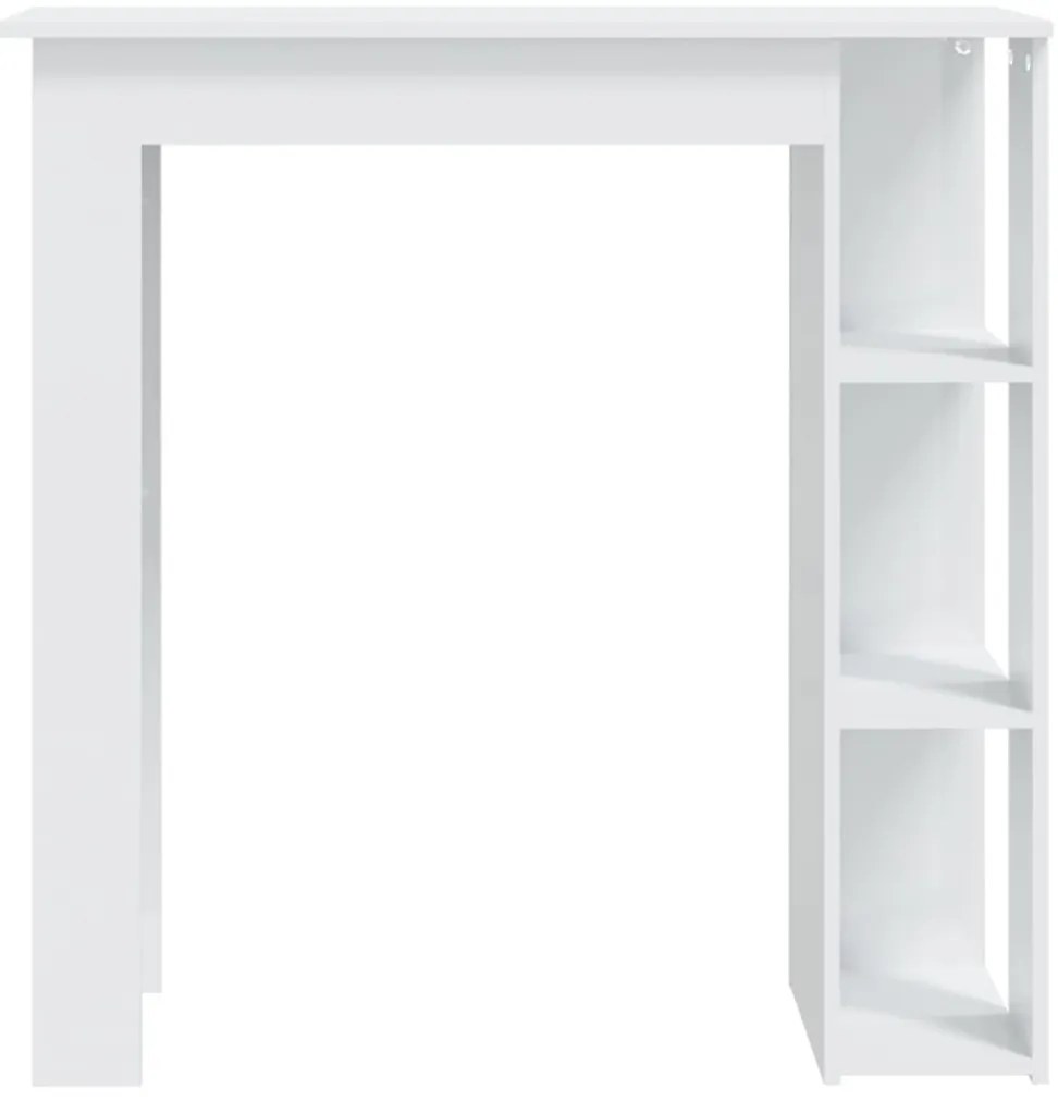 Magasfényű fehér szerelt fa bárasztal polccal 102x50x103,5 cm