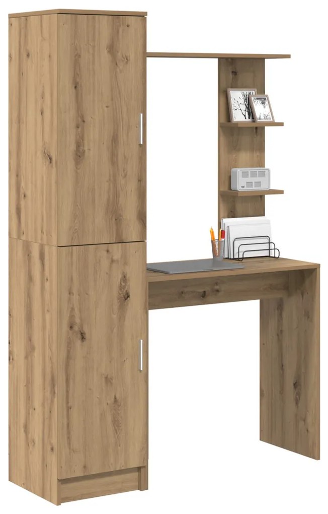 Tárolóval rendelkező íróasztal polcokkal 2 pcs kézműves tölgy