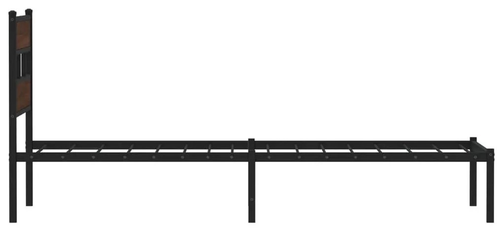 barna tölgy színű fejtámlás ágykeret matrac nélkül 100 x 200 cm
