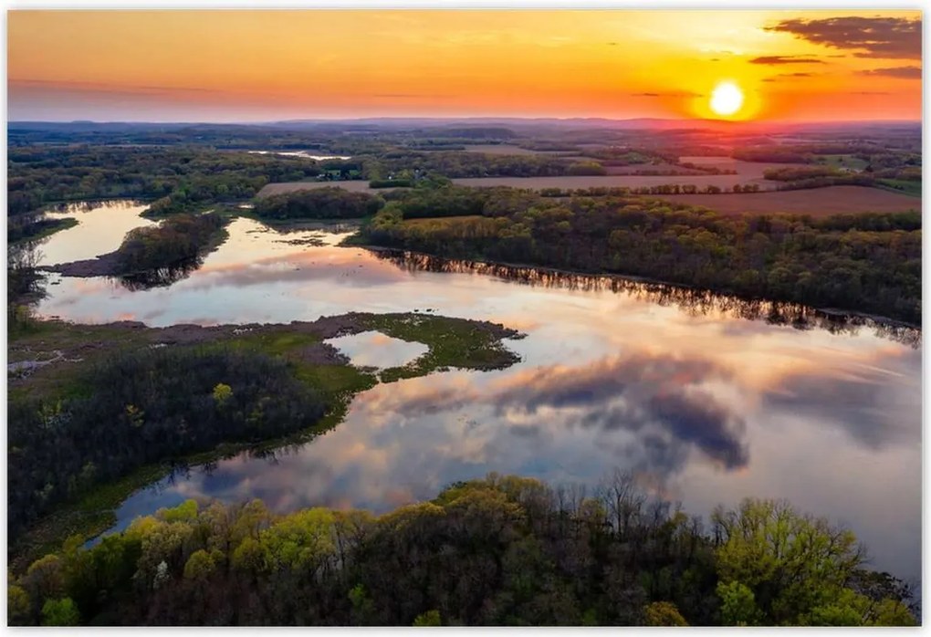 Poszterek 200x135 Folyó erdő naplemente